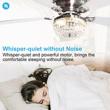 Carregar imagem no visualizador da galeria, 48" Modern Flush Mount Reversible Crytsal Ceiling Fan with Lighting and Remote Control