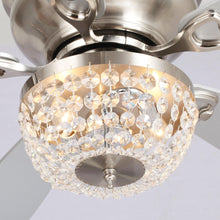 Carregar imagem no visualizador da galeria, 48" Modern Flush Mount Reversible Crytsal Ceiling Fan with Lighting and Remote Control