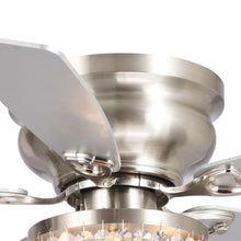 Carregar imagem no visualizador da galeria, 48" Modern Flush Mount Reversible Crytsal Ceiling Fan with Lighting and Remote Control