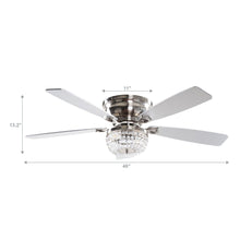Carregar imagem no visualizador da galeria, 48" Modern Flush Mount Reversible Crytsal Ceiling Fan with Lighting and Remote Control