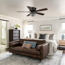 Carregar imagem no visualizador da galeria, 48" Modern Flush Mount Reversible Crytsal Ceiling Fan with Lighting and Remote Control