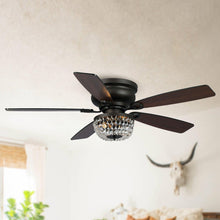 Carregar imagem no visualizador da galeria, 48" Modern Flush Mount Reversible Crytsal Ceiling Fan with Lighting and Remote Control