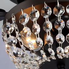 Carregar imagem no visualizador da galeria, 48" Modern Flush Mount Reversible Crytsal Ceiling Fan with Lighting and Remote Control