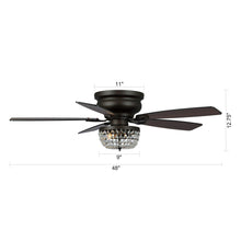 Carregar imagem no visualizador da galeria, 48" Modern Flush Mount Reversible Crytsal Ceiling Fan with Lighting and Remote Control