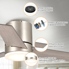 Carregar imagem no visualizador da galeria, 48" Satin Nickel Flush Mount Low Profile Ceiling Fan with LED Lighting
