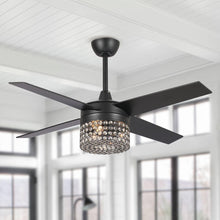 Carregar imagem no visualizador da galeria, 48" Pune Modern Downrod Mount Reversible Crystal Ceiling Fan with Lighting and Remote Control