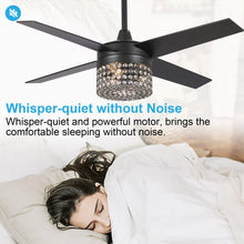 Carregar imagem no visualizador da galeria, 48" Pune Modern Downrod Mount Reversible Crystal Ceiling Fan with Lighting and Remote Control