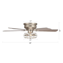 Carregar imagem no visualizador da galeria, 48" Thurber Industrial Satin Nickel Flush Mount Reversible Ceiling Fan with Lighting and Remote Control