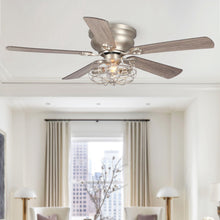 Carregar imagem no visualizador da galeria, 48" Thurber Industrial Satin Nickel Flush Mount Reversible Ceiling Fan with Lighting and Remote Control