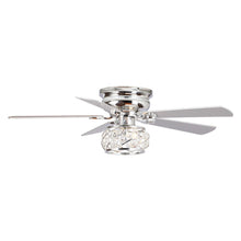 Carregar imagem no visualizador da galeria, 48" Modern Chrome Flush Mount Reversible Crystal Ceiling Fan with Lighting and Remote Control