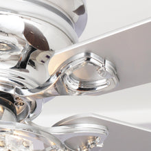 Carregar imagem no visualizador da galeria, 48" Modern Chrome Flush Mount Reversible Crystal Ceiling Fan with Lighting and Remote Control