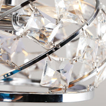 Carregar imagem no visualizador da galeria, 48" Modern Chrome Flush Mount Reversible Crystal Ceiling Fan with Lighting and Remote Control