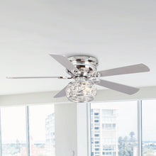 Carregar imagem no visualizador da galeria, 48" Modern Chrome Flush Mount Reversible Crystal Ceiling Fan with Lighting and Remote Control