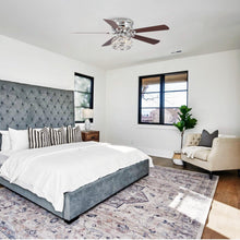 Carregar imagem no visualizador da galeria, 48" Modern Chrome Flush Mount Reversible Crystal Ceiling Fan with Lighting and Remote Control