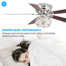Carregar imagem no visualizador da galeria, 48" Modern Chrome Flush Mount Reversible Crystal Ceiling Fan with Lighting and Remote Control