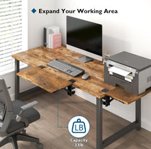 Load image into Gallery viewer, BONTEC Small Ergonomics Desk Extender Tray, 20x9.5 Inch Table Mount Arm Rest Shelf, 90ยฐ Foldable Keyboard Tray Platform, Clamp on Computer Arm Rest fo