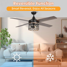 Carregar imagem no visualizador da galeria, 52" Mirelle Farmhouse Downrod Mount Reversible Ceiling Fan with Lighting and Remote Control