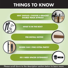 Load image into Gallery viewer, Double Track U-Shape Bypass Sliding Barn Door Hardware Kit - Classic Design Roller