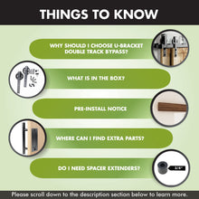 Load image into Gallery viewer, Double Track U-Shape Bypass Sliding Barn Door Hardware Kit - Spoke Wheel Design Roller