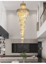Load image into Gallery viewer, Crystal Cascade Chandelier 39.4" for Staircase, Hall, Living Room, Stairwell
