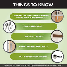 Load image into Gallery viewer, Non-Bypass Sliding Barn Door Hardware Kit - Spoke Wheel Design Roller - Silver Finish