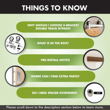 Load image into Gallery viewer, Double Track U-Shape Bypass Sliding Barn Door Hardware Kit - T-Shape Design Roller