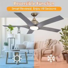 Carregar imagem no visualizador da galeria, 56" Genoa Farmhouse DC Motor Downrod Mount Reversible Ceiling Fan with Lighting and Remote Control