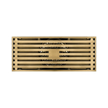 Cargar imagen en el visor de la galería, 8 x3 Inch or 4 x 4 inch Shower Linear Brushed Gold Drain Rectangular Floor Drain with Accessories Square Hole Pattern Cover Grate Removable Brushed Gold Brass