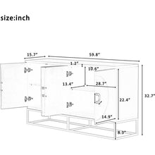 Cargar imagen en el visor de la galería, Four-Door Metal Handle Storage Cabinet, Adjustable Shelves, Suitable for Corridor, Entrance, Living Room, Study