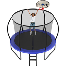 Load image into Gallery viewer, 10FT Recreational Trampoline with Enclosure for Kids Adults, ASTM Approved, Outdoor Trampoline with Wind Stakes and Ladder for Kids Apex Series, 10 FOOT Trampoline