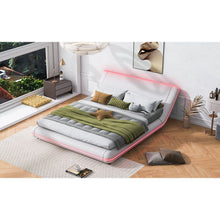 Carregar imagem no visualizador da galeria, Full Size Upholstery Platform Bed Frame with Sloped Headboard, White