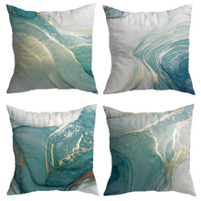 Carregar imagem no visualizador da galeria, Turquoise Gold Marble Pattern Cushion Covers