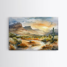 Load image into Gallery viewer, Beautiful Arizona Watercolor Landscape Painting Print, Wood Framed Art, Gift for him, painting, Prints, Abstract Wall Art