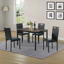 Carregar imagem no visualizador da galeria, 5-Piece Black Dining Table Set with Marble Style Top