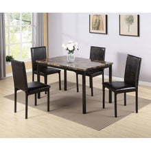 Carregar imagem no visualizador da galeria, 5-Piece Black Dining Table Set with Marble Style Top