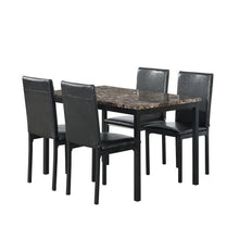 Carregar imagem no visualizador da galeria, 5-Piece Black Dining Table Set with Marble Style Top