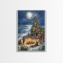 Cargar imagen en el visor de la galería, Christmas At The Beach, Framed Canvas Print, Christmas Decor, Christmas Art, Christmas Art Prints, Tropical Christmas, Beach House Art