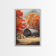 Cargar imagen en el visor de la galería, Fall Decor, Barn Amongst The Falling Leaves, Farmhouse Decor, Fall Art, Autumn Decor, Thanksgiving Seasonal Wall Art