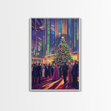 Load image into Gallery viewer, Elegant Christmas Ball Scene with Large Decorated Tree and Holiday Party, Perfect for Framed Canvas Print and Christmas Wall Art