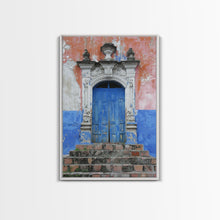 Cargar imagen en el visor de la galería, Change3 Mexican Wall Art, Colorful Mexican Door Architecture Painting Framed Canvas Print, Traditional Hacienda Architecture, Ready To Hang