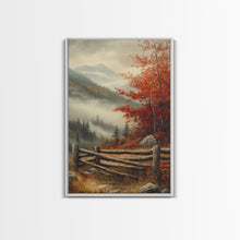 Carregar imagem no visualizador da galeria, Canvas Print of Autumn Trees in Misty Landscape, Fall Wall Art, Moody Landscape, Modern Farmhouse, Best Gift Idea, Rustic Fall Decor