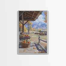 Carregar imagem no visualizador da galeria, Autumn Harvest Scene With Pumpkins Farmhouse Wall Art Framed Canvas Print Thanksgiving Seasonal Wall Art Country Home Decor Gift Idea