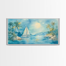 Carregar imagem no visualizador da galeria, Festive Boat Lighthouse Framed Canvas Print Christmas Nautical Holiday Art Beach Christmas Decor Best Gift Christmas Art Prints 2024