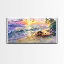 Cargar imagen en el visor de la galería, Christmas Surfboard Beach Decor Canvas Print | Tropical Coastal Christmas Art | Beach Christmas Wall Art | 2024 Holiday Decor | Gift Idea