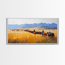 Load image into Gallery viewer, Cowboys Framed Canvas Print Western Country Horse Ride Scenic Art Large Landscape Wall Decor Ideal Holiday and Ranch Home Gift