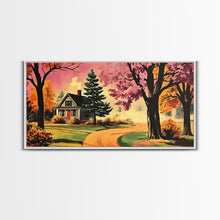 Carregar imagem no visualizador da galeria, Autumn Landscape Framed Canvas Print, Cozy Country Farmhouse Pathway Art, Fall Home Decor, Modern Farmhouse Seasonal Wall Art Gift Idea