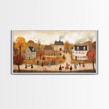 Carregar imagem no visualizador da galeria, Autumn Harvest Village Scene Framed Canvas Print - Cozy Fall Decor and Seasonal Wall Art with Country Charm and Autumn Ambiance