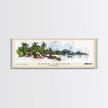 Load image into Gallery viewer, Anse Cocos, Seychelles Watercolor Beach Print, Vacation Gift, Seychelles Wall Art, Beach Painting, Beach Decor, Beach Painting