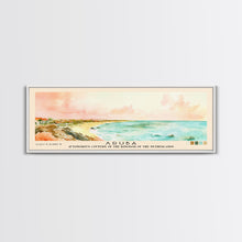 Load image into Gallery viewer, Aruba, autonomous country of the Kingdom of the Netherlands Watercolor Beach Print, Vacation Gift, autonomous country of the Kingdom of the Netherlands Wall Art, Framed Canvas Print, Framed Beach Painting