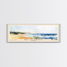 Load image into Gallery viewer, Bells Beach, Australia Watercolor Beach Print, Vacation Gift, Australia Wall Art, Framed Canvas Print, Framed Beach Painting
